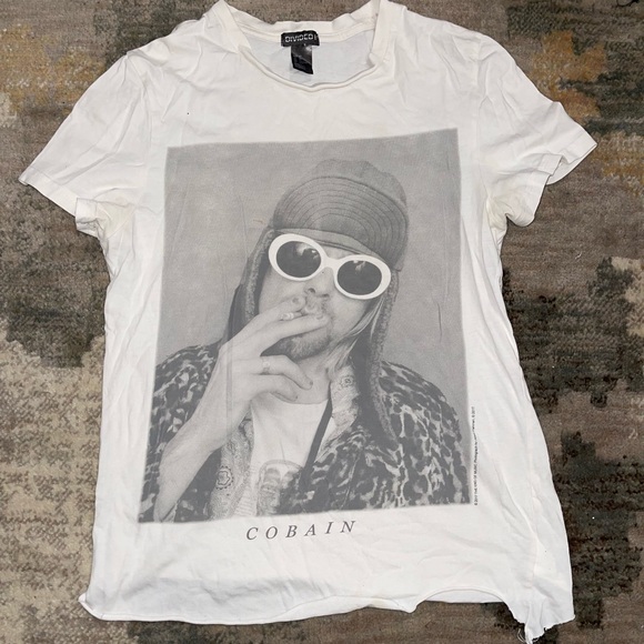 H&M Tops - H&M Divided Kurt cobain off white distressed hem t shirt XS
